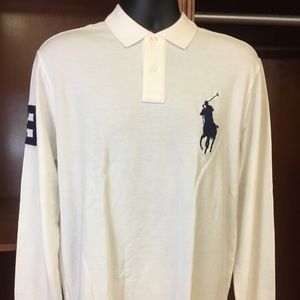 PRL White Long Sleeve Custom Fit Polo Shirt